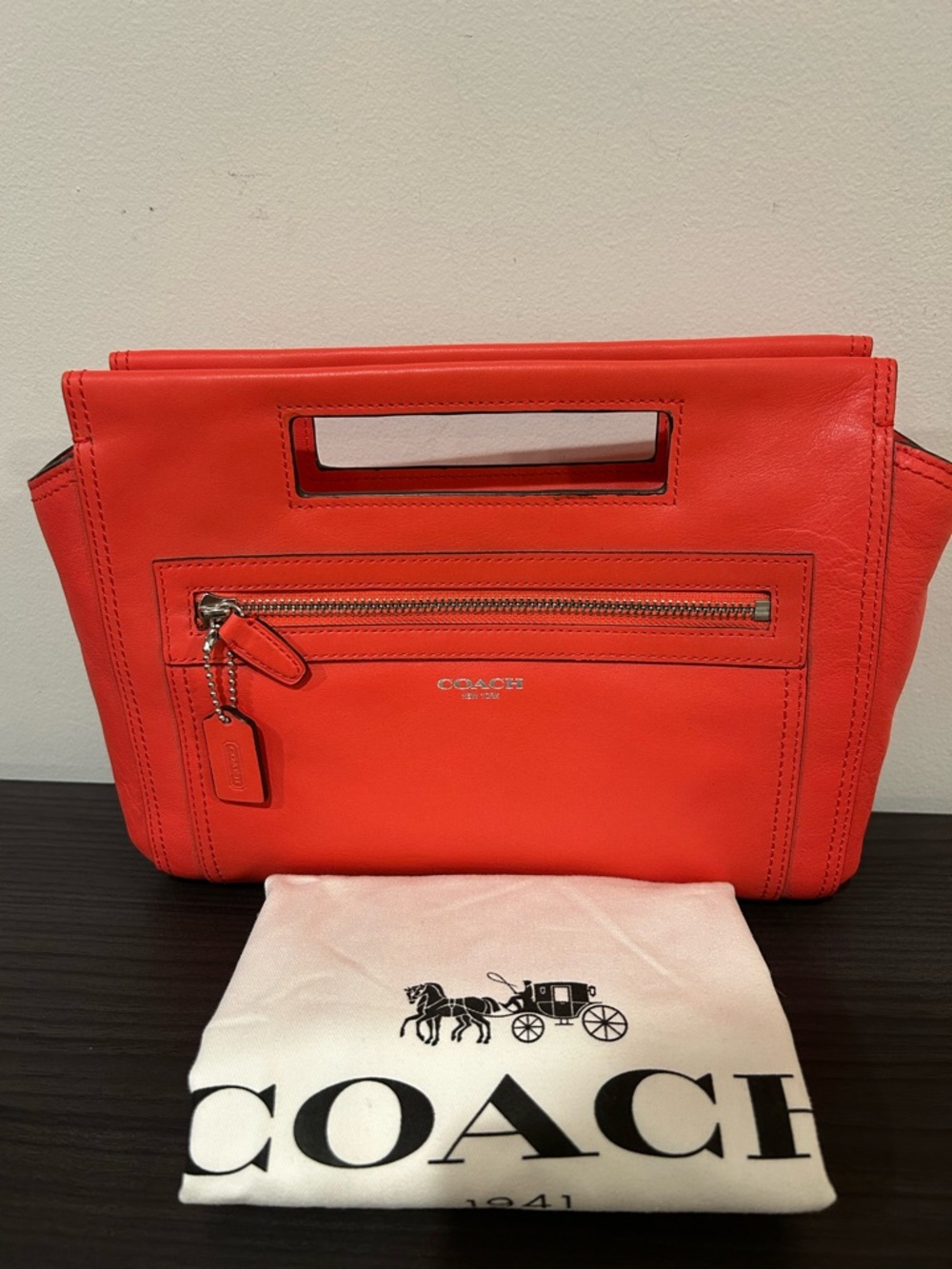 Coach Legacy Leather Red Basket Bag with Dust Bag EUC